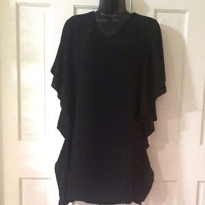 Black Women's Tunic - Womens Size:Small - Beautiful Waterfall Sleeve